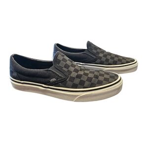 Vans Classic Slip-On Checkerboard black pewter grey Unisex canvas Shoes 10